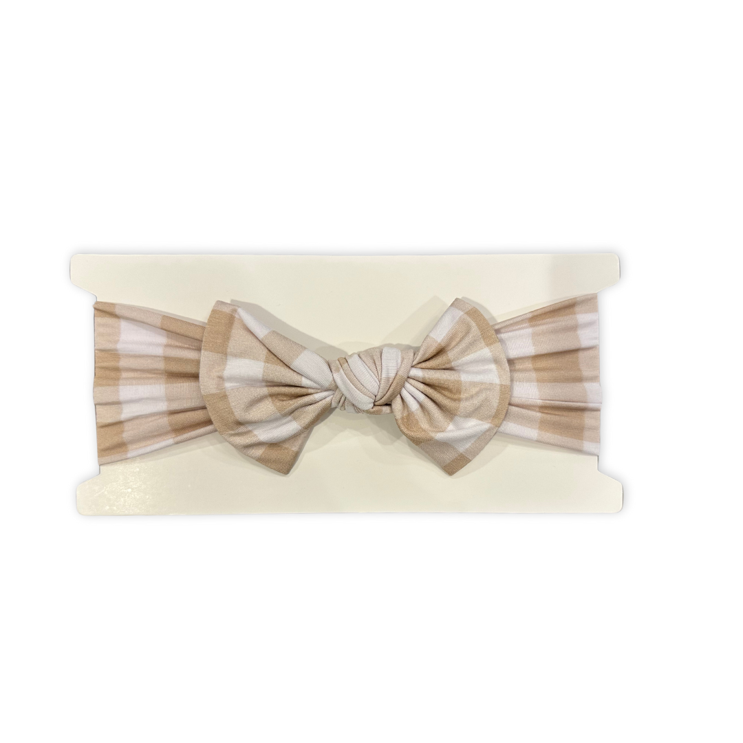 Golden Gingham Headband Bow