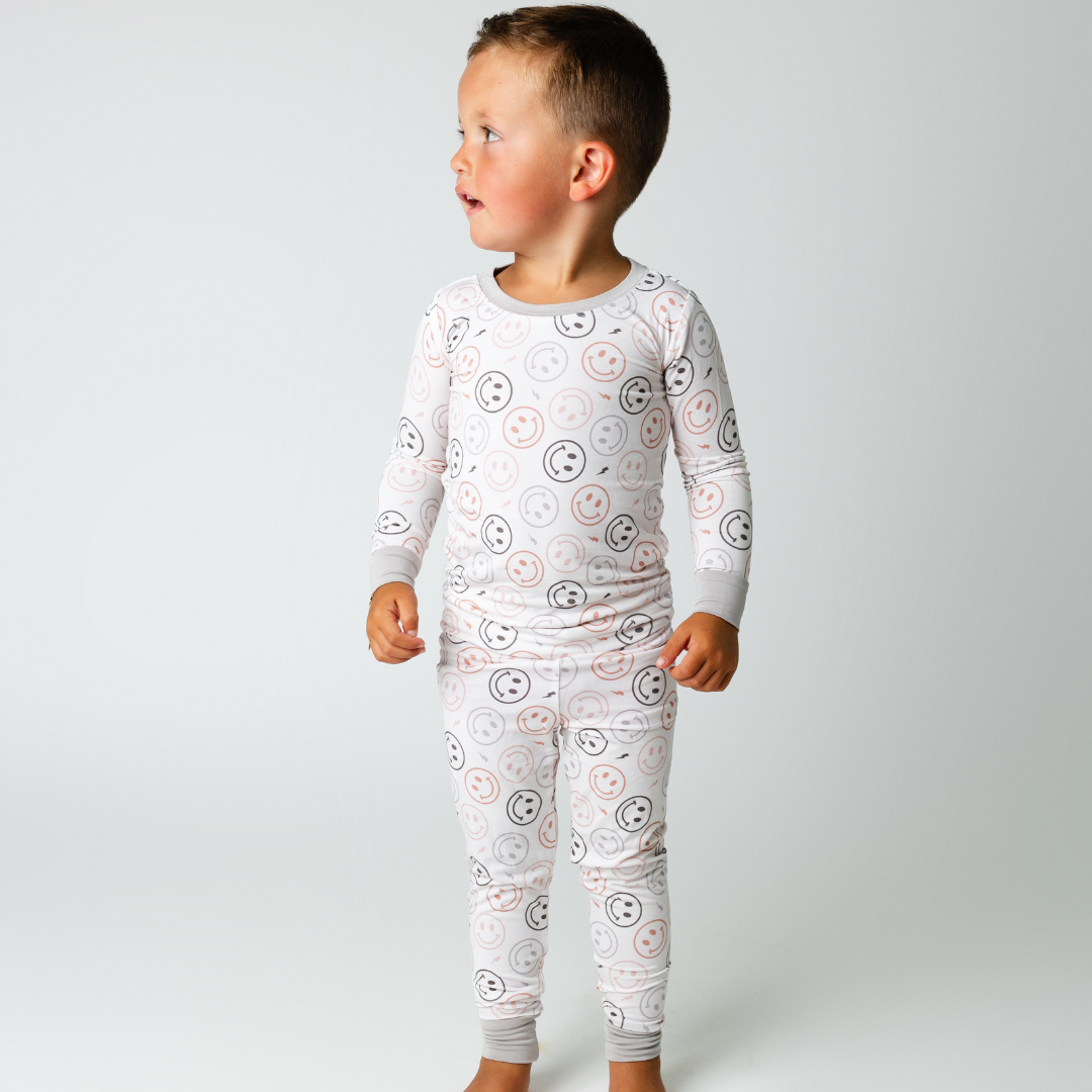 smiley face bamboo toddler pajamas